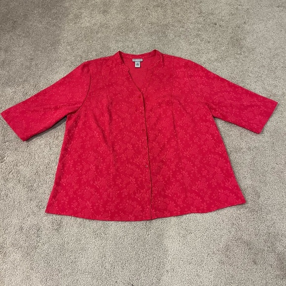 Maggie Barnes for Catherines Button Up Textured Blouse - Picture 1 of 6